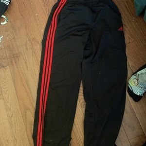 adidas red and black tracksuit pants